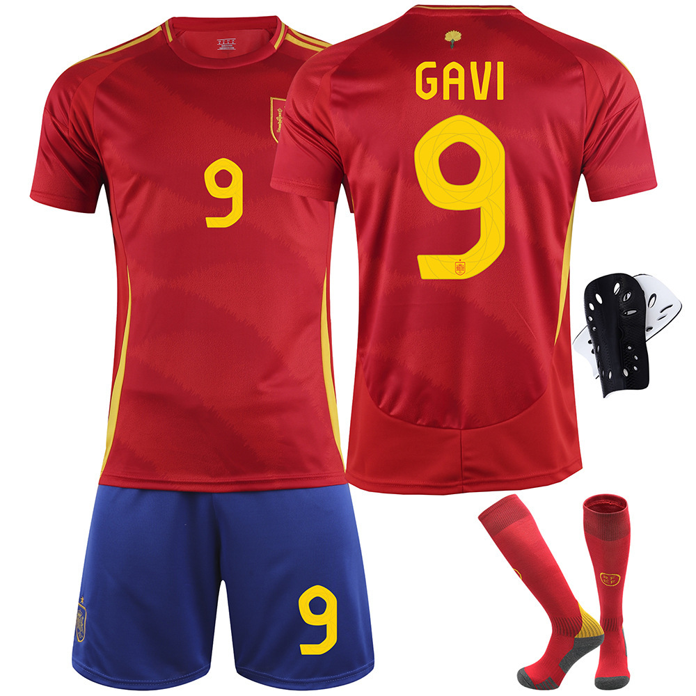 24 Camiseta de la Copa de Europa de España No. 19 Yamal 26 Pedri 7 Morata No. 9 Traje de camiseta de fútbol Garvey