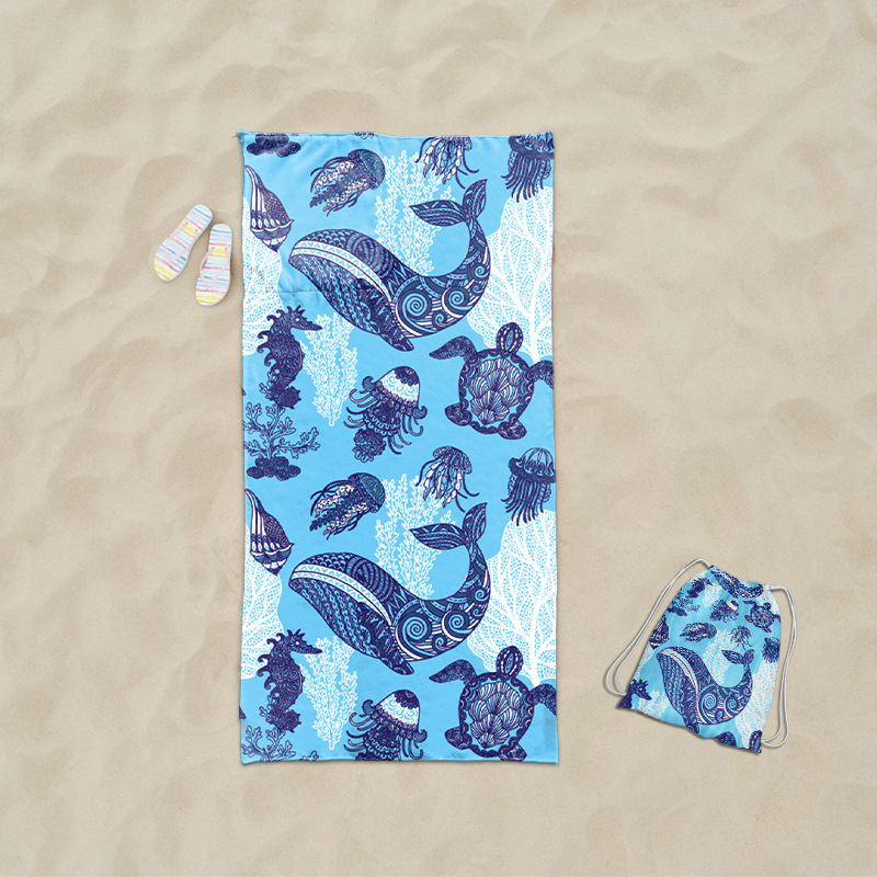 Mochila estampada toalla de baño mochila multiusos absorbente toalla de playa bolsa de toalla de playa de viaje de playa de playa de una pieza