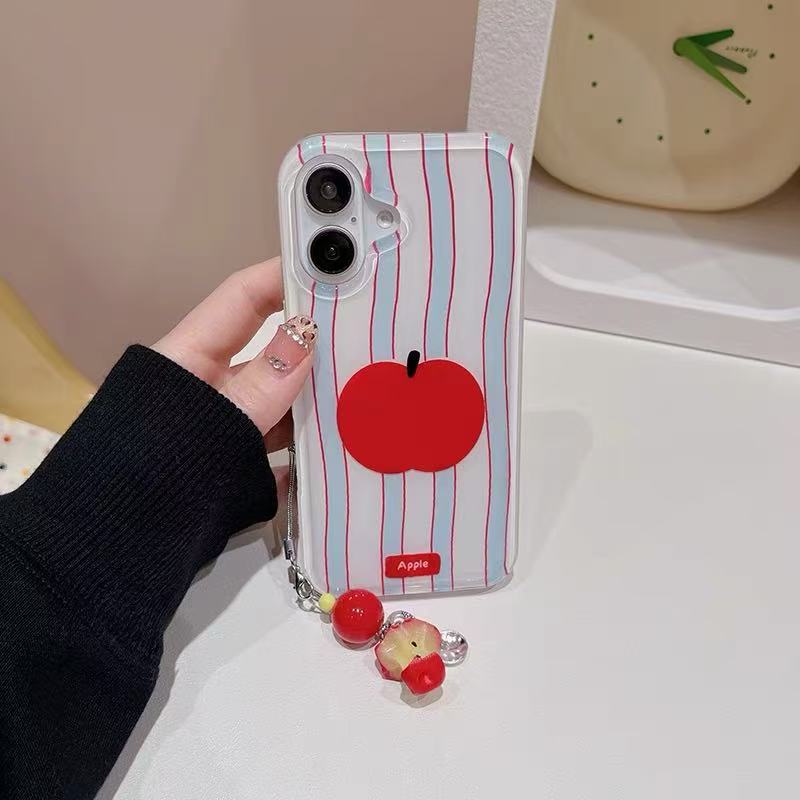 Rayas simples de nicho coreano para Apple 16promax pareja funda para teléfono móvil 14pro/15pro femenino 13/14