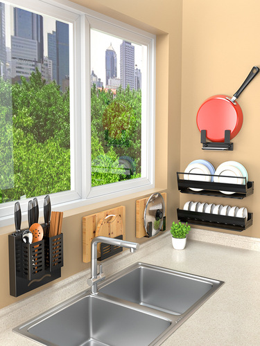 Dish rack wall-mounted household water tray kitchen storage small single-layer drain chopstick plate dish rack