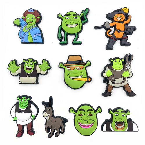 10 animated character cartoon monster Shrek shoe flower shoe buckle PVC Crocs decoration removable