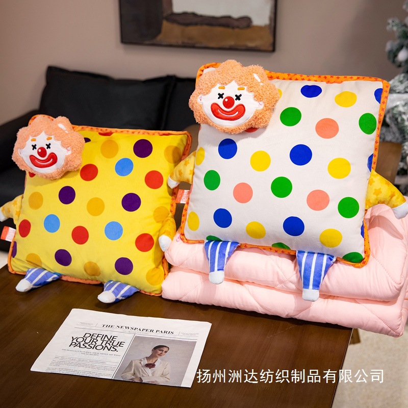 Cojín Manta 2 en 1 de Payaso 2 en 1 de Peluche para Oficina y Coche