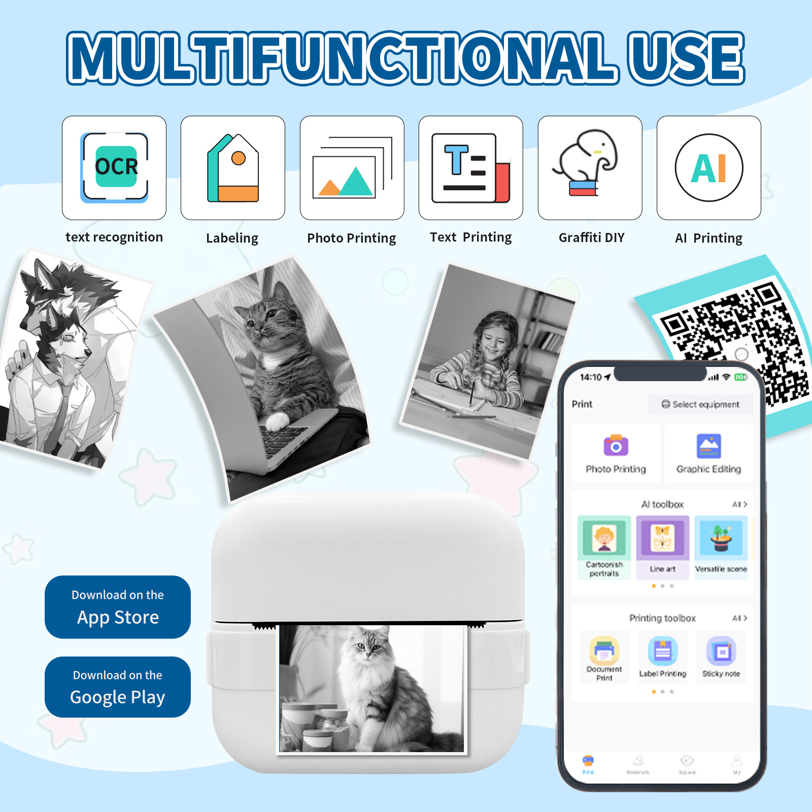 (Cross-border trading), small pocket handheld printer, mobile phone, photo, bluetooth 2