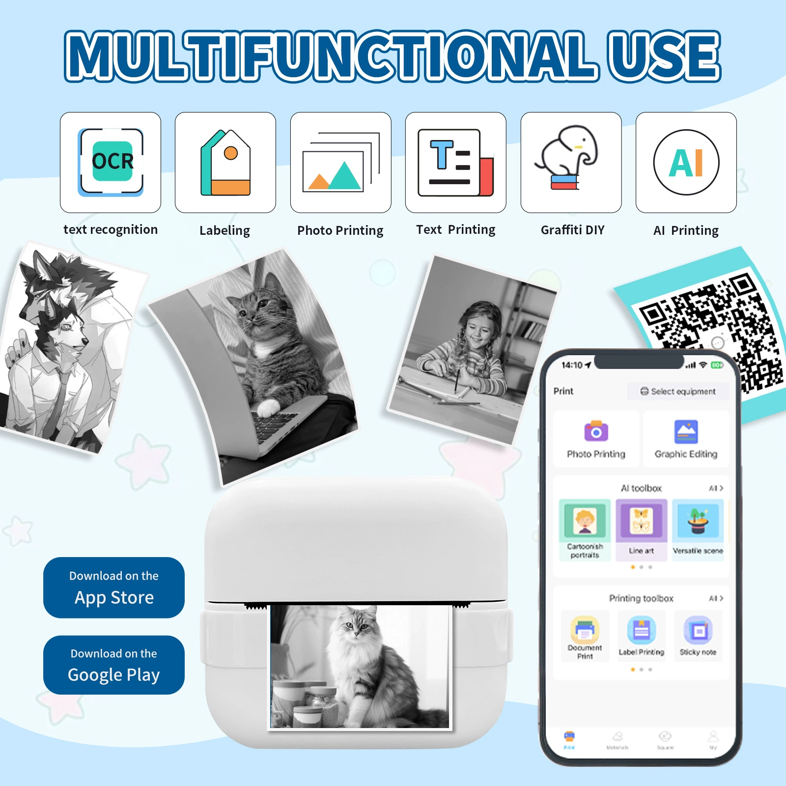 Маленький карманный ручной принтер, мобильный телефон, фото, Bluetooth