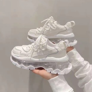 Jelly Air Cushion Thick Sole Heightening Dad Shoes for Women 2024 New Summer Women's Shoes Fashionable White Shoes Sneakers