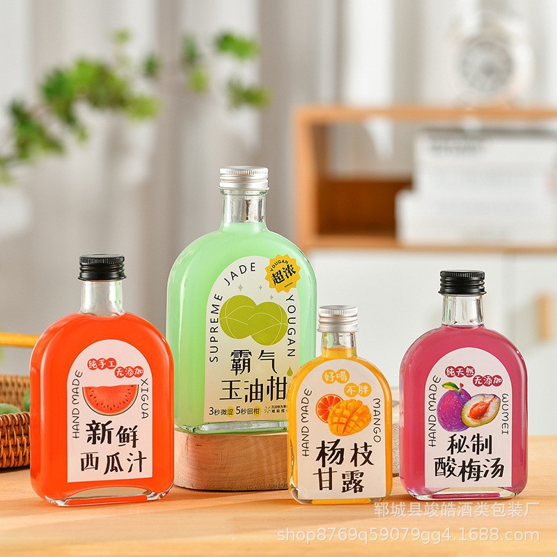 厂家直销玻璃饮料冷萃咖啡混合果汁奶茶泡茶果酒保健小酒瓶密封