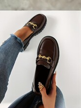 Z 50066 British Style Chunky Heel Loafers Ӣ�׷��ָ�Ь