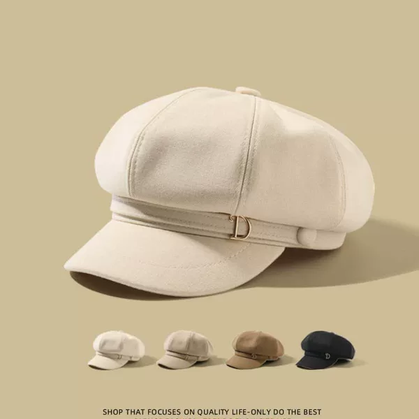 New stylish and versatile hat for women, perfect for autumn and winter, featuring a fashionable beret design with a British-inspired retro and casual octagonal shape that makes the face appear smaller