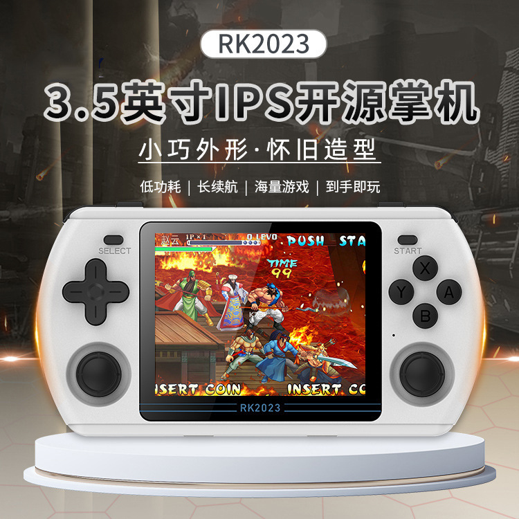 Cross-Border New Rk2023 Open Source Handheld Ips High-Definition Screen Rocker Arcade Psp Handheld Game Console Retro Arcade