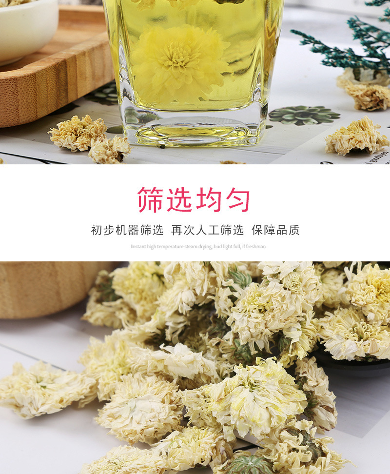 Huangshan Gong Ju (Chrysanthemum morifolium) — Dried White Chrysanthemum Flower Tea, 500g Bulk specifications