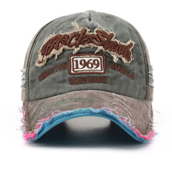 1969 vintage washed distressed letter embroidered ripped baseball cap, trendy and unique sun-shading cap for men and women