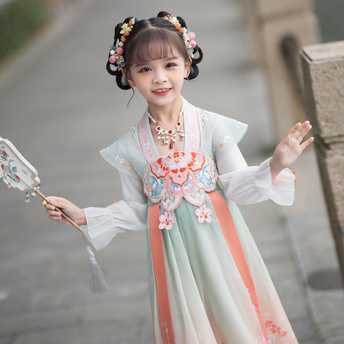 Hanfu little girl spring and autumn long-sleeve children's Chinese style ancient costume super fairy Tang suit ancient style girl dress summer skirt
