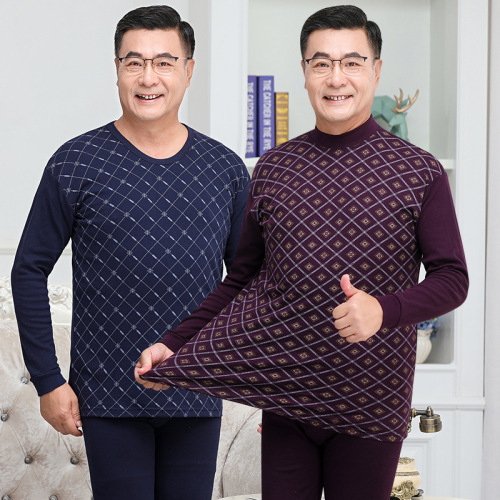 The elderly's pure cotton autumn coat and long johns suit men's thin long-sleeved cotton sweater thermal underwear for middle-aged and elderly people