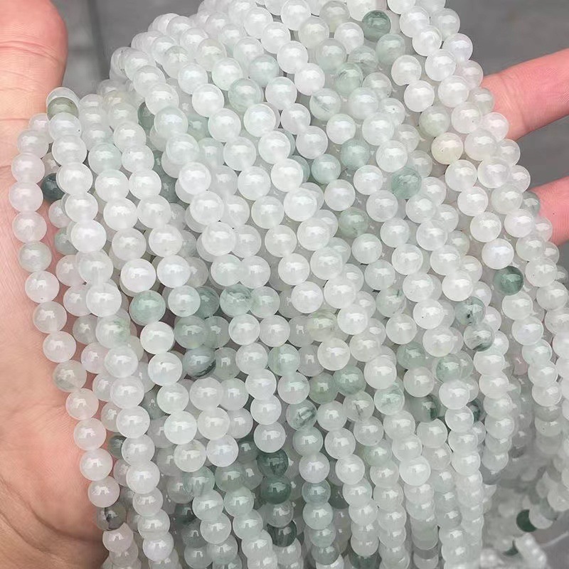 天然a級新疆天山翠円珠翡翠氷翠玉散珠半製品diyアクセサリーブレスレット|undefined