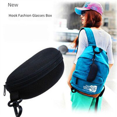 批發黑色眼鏡盒 拉鏈盒抗壓眼鏡盒 高檔時尚墨鏡太陽鏡掛鈎盒