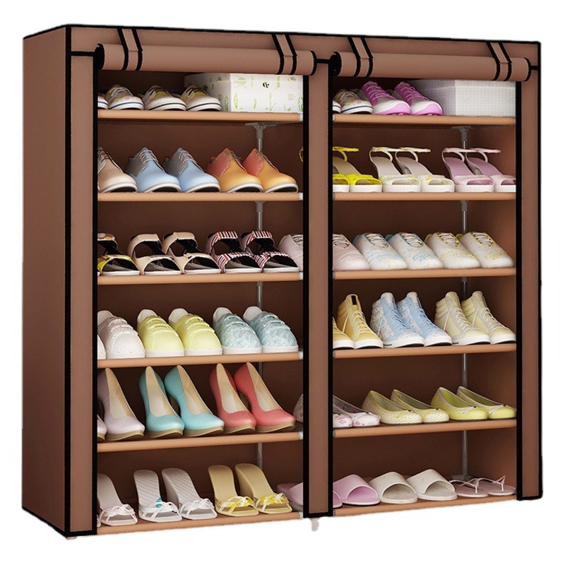Zapatero simple doble fila gran capacidad almacenamiento dormitorio montaje zapato gabinete con cubierta de tela de polvo gran cantidad en stock al por mayor