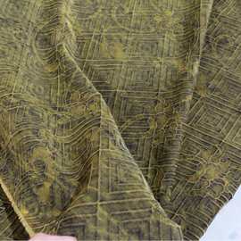 立体牡丹姜金色 香云纱锦油绸中式纹样复古国风 45姆米 幅宽122cm