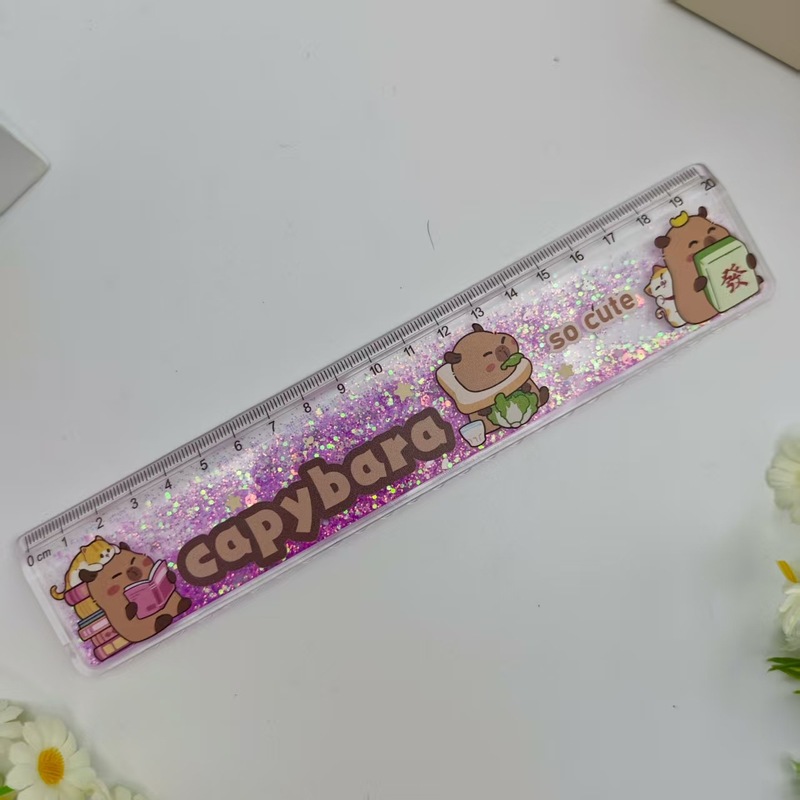 新款卡通三丽鸥流沙尺创意高颜值20cm波浪直尺学生解压流沙直尺|undefined