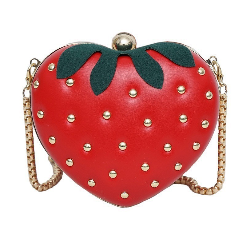 Bag Chain Crossbody Bag Women's Shoulder Bag Small Bag Strawberry Red Fashionable Versatile New Box Bag Flap Bag Bag Chain Crossbody Bag Women's Shoulder Bag Small Bag Strawberry Red Fashionable Versatile New Box Bag Flap Bag