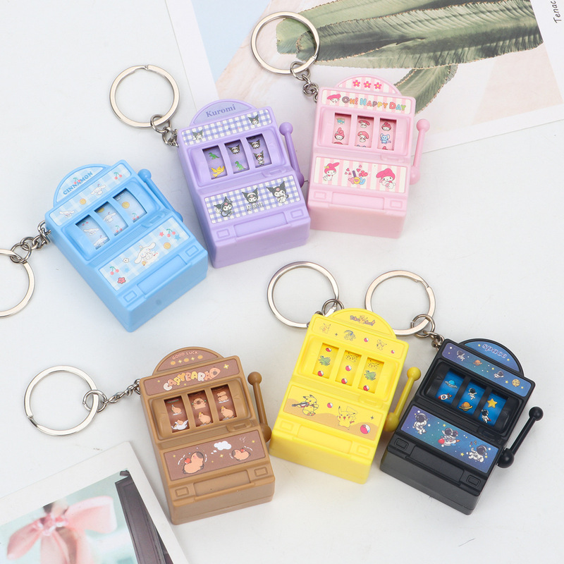Cartoon Sanrio fruit machine capybara keychain pendant game mini bear turnaround machine bully machine