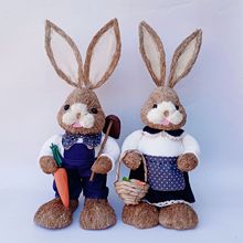 65CM大号家居软装草藤编织兔子ins风客厅摆件非遗伴手复活节礼品