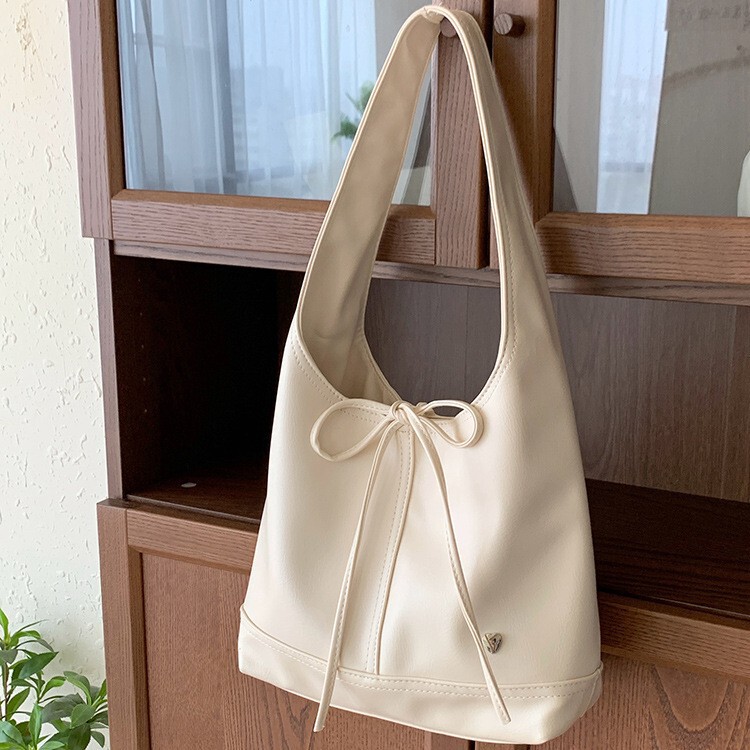 Li Tea 2024 Korean Style Niche Commuter Bag Women's All-match Casual Bow Large Capacity Shoulder Underarm Tote Bag
