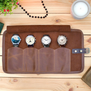 Amazon Same Style Retro PU Leather Watch Bag & Storage Bag Multi-function Large Capacity Roll-up Watch Bag
