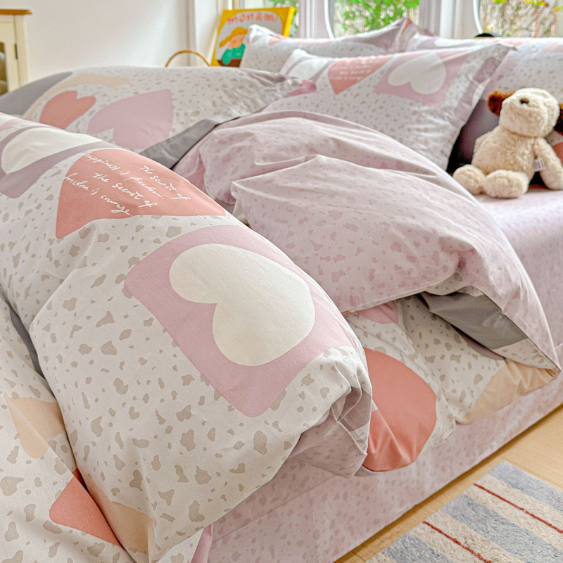 ins caricatura para niños algodón cama de cuatro piezas set 100 sábanas de flor de algodón sábanas
