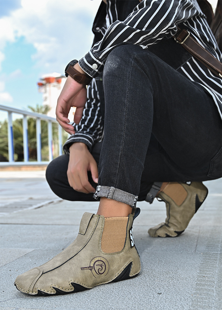 Toamna și iarna, cizme Martin înalte pentru bărbați, mărime mare, din piele de vacă autentică, din bumbac, calde, pentru toamnă și iarnă_voghion.com