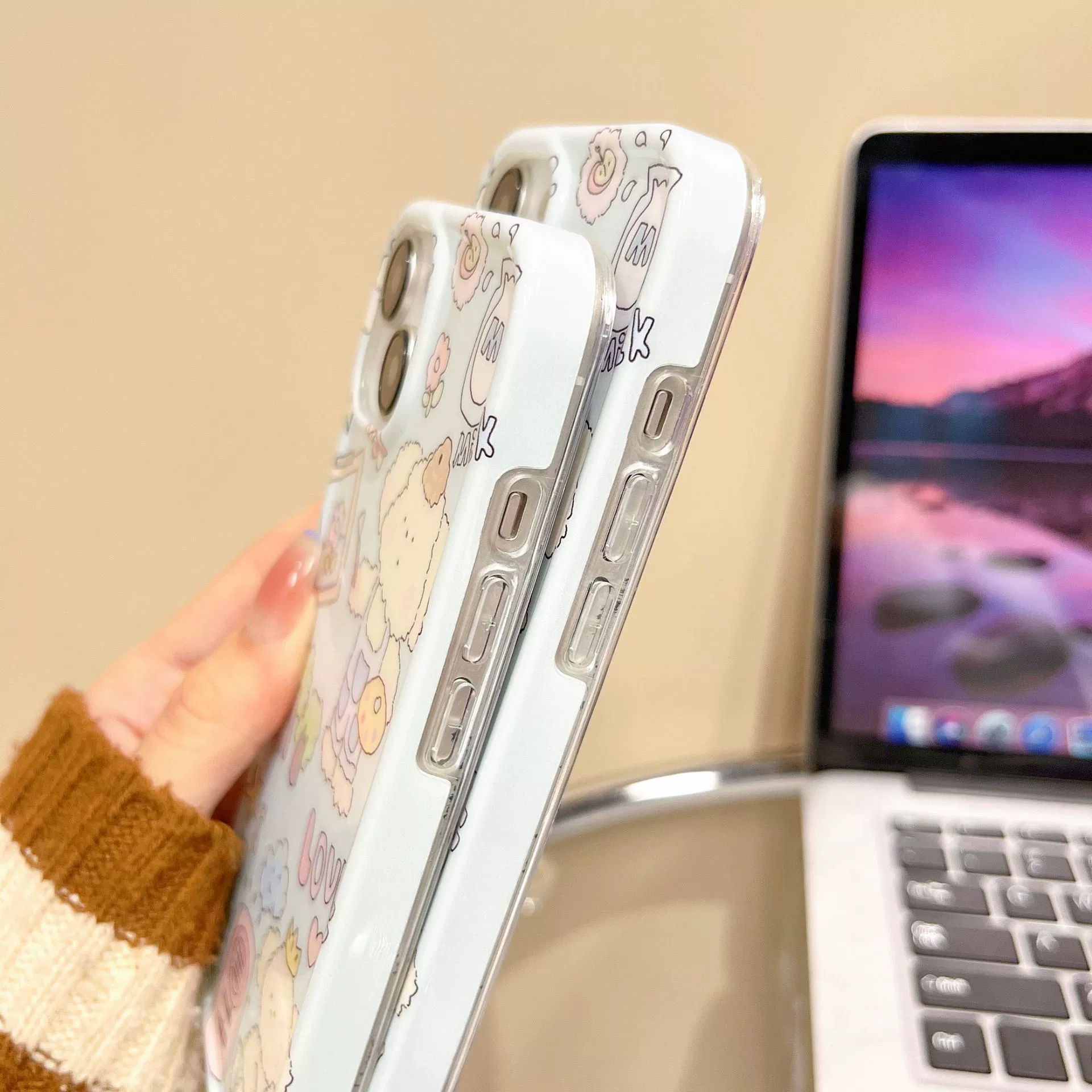 Apple, мультяшный совместимый iPhone14 Pro, iPhone 13, свежий синий чехол для телефона, iphone