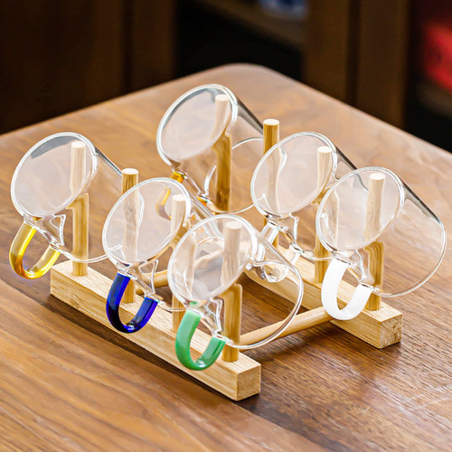 Zhenqi Factory Wholesale Creative Color Handle Glass Tea Set Accessories Home High Borosilicate Glass Water Cup