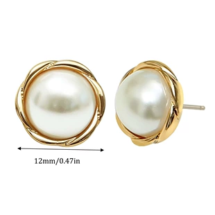 Серьги с жемчужной каймой латунь с позолотой 18k
