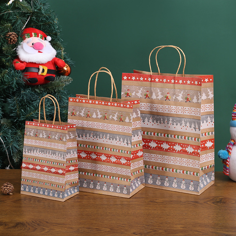 Insクリスマスキャンディー袋手提げクラフト紙袋大サイズクリスマスプレゼント手提げ袋手提げ手プレゼント包装紙袋|undefined