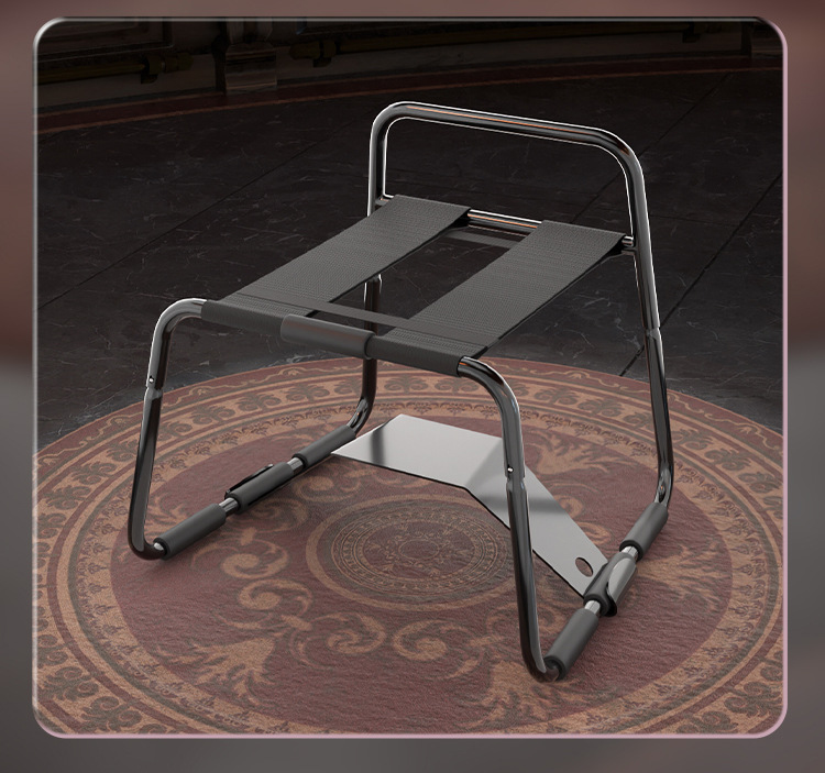 Folding Metal Sex Chair with Elastic Straps for Couples, Black — detail image 18