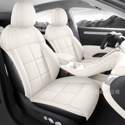 Surround Cushions, All-Season Full Leather – Modelə uyğun (Original) oturacaq örtükləri - black-rice-white-please-note-the-car-model-when-placing-an-order