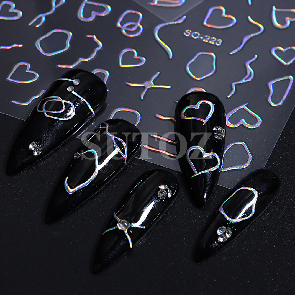 plastic Material Fashion Heart Shape Plastic Nail Decoration Accessories