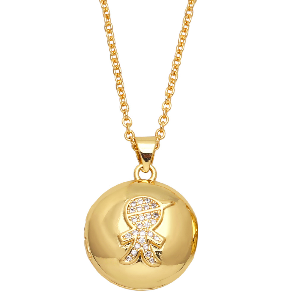 Fashion Human Copper Pendant Necklace Inlay Zircon Copper Necklaces