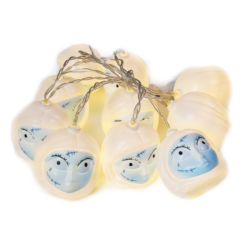 Amazon nuevo LED decoración de Halloween luz cadena Ghost Festival props diseño atmósfera azul cara cabeza del fantasma pequeñas luces colores
