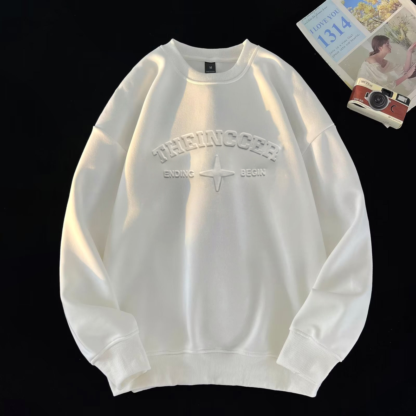 Herrenbekleidung High Street Fashion Marke 3D Stahl gedruckt geprägte Buchstaben Retro Casual Tops_voghion.com