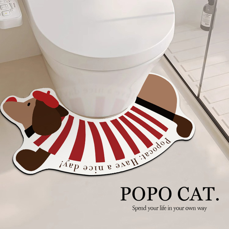 Cartoon Dachshund Toilet Toilet U-Shaped Bathroom Absorbent Quick-Drying Foot Mat Diatom Mud Floor Mat Bathroom Non-Slip Mat