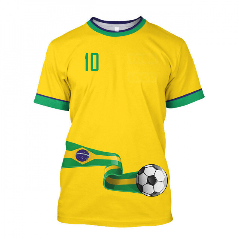 Brazil Jersey Men T-Shirt Brazil Flag Choose Football Team Shirt O-Neck Oversized Cotton Short Sleeve Men Clothing Top