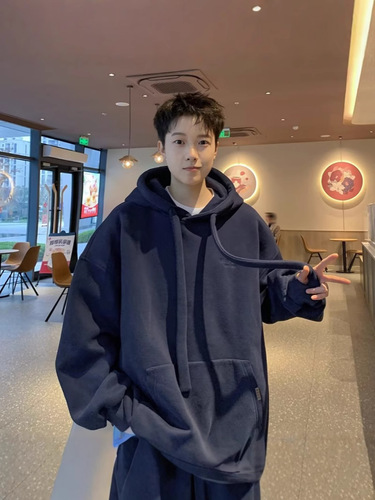 Men's Heavyweight Hooded Sweatshirt New Arrival Autumn/Winter Padded Top American Style Trendy Brand Loose Men's Outerwear