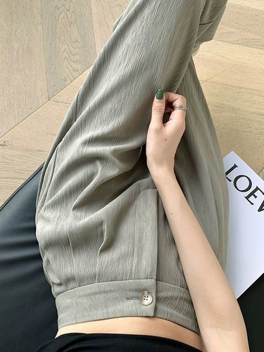 Original Tree Bark Texture Wide Leg Women's High-Waist Flowy Loose Fitting Slimming Narrow Version Casual Straight Leg Suit Pants