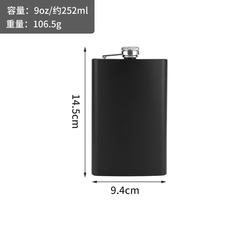 Venta directa de fábrica de cantimplora de vino plana de acero inoxidable de 1-18 oz, botella de vino de acero inoxidable con estuche de cuero, juego de vino portátil para exteriores.