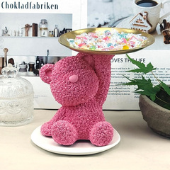 Douyin 人気のローズベア樹脂工芸品家の装飾品研究トレイ収納ライブブロードキャスト玄関装飾