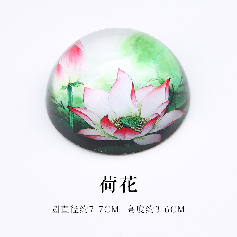 라운드 크리스탈 문진-연꽃