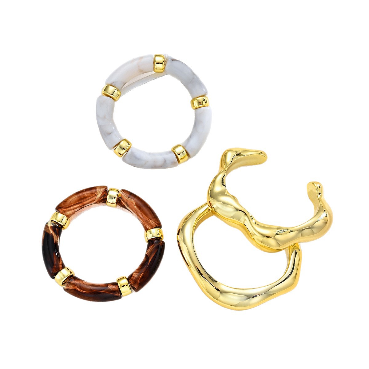 La moda europea y americana transfronteriza acrílica personalidad brazalete de tubo curvo de mármol arco tubo de bambú elástico brazalete exagerado