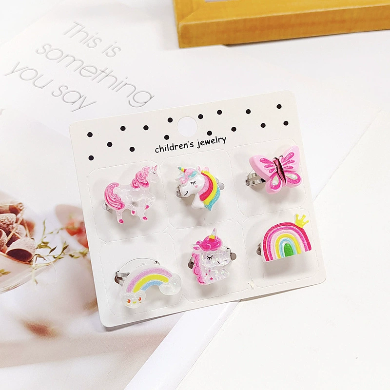 Cartoon children's adjustable ring, cute toy, set for princess, new collection, Birthday gift