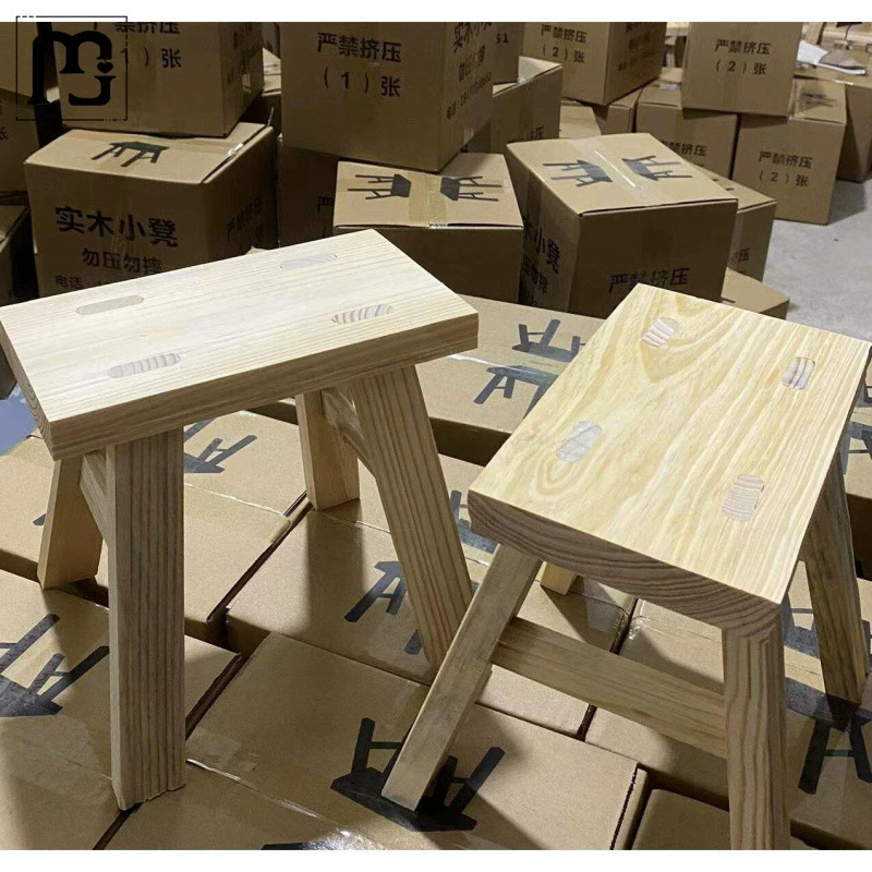 Маленький табурет из цельного дерева для домашнего использования, прочный табурет из деревянной доски, прочный маленький табурет, утолщенный для гостиной.