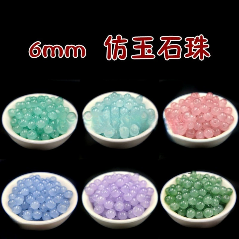 6 мм глазурованные бусины из искусственного нефрита, круглые бусины, имитация натурального камня, заколка для волос «сделай сам», браслет в древнем стиле, ювелирные изделия из бисера, аксессуары, материал